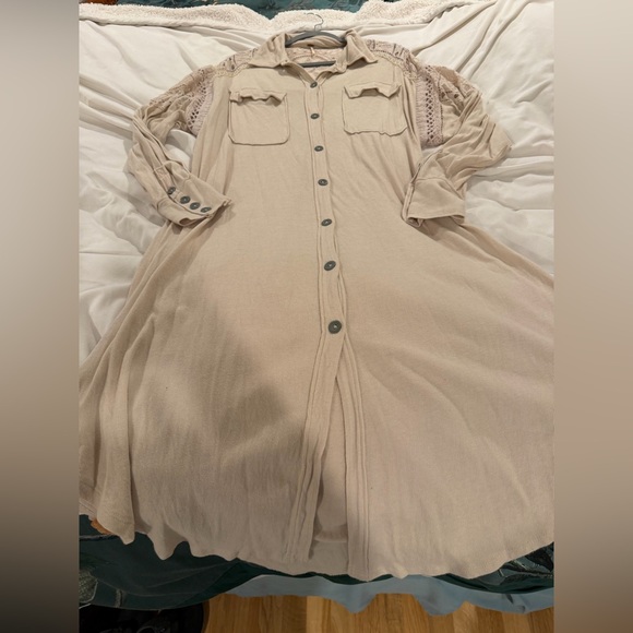 Free People Arctic Circle Crochet-Sleeve Knit Maxi Jacket XS - Picture 3 of 8